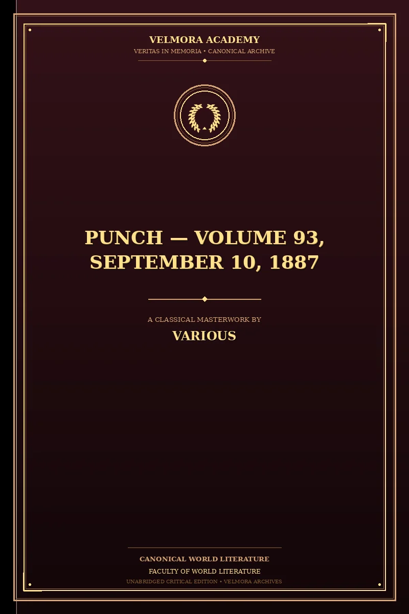 Cover of Punch — Volume 93, September 10, 1887