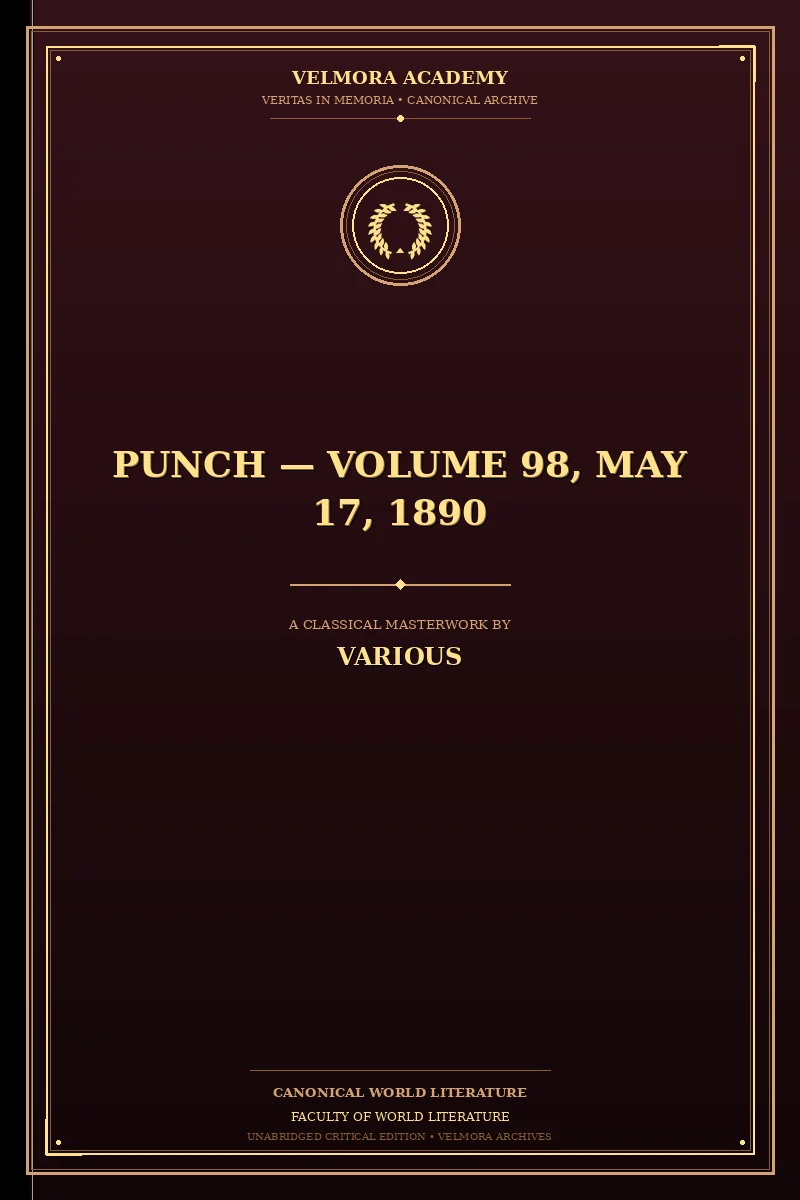 Cover of Punch — Volume 98, May 17, 1890