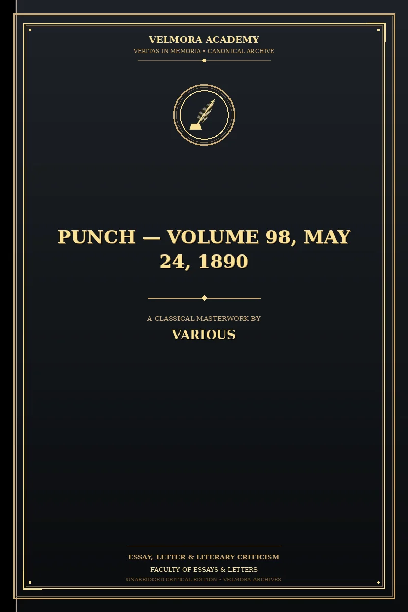 Cover of Punch — Volume 98, May 24, 1890