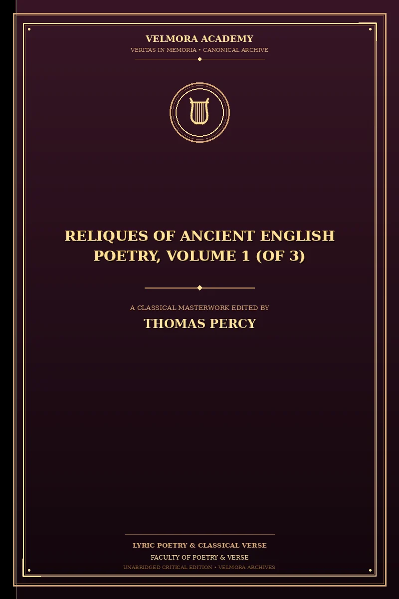 Cover of Reliques of Ancient English Poetry, Volume 1 (of 3)