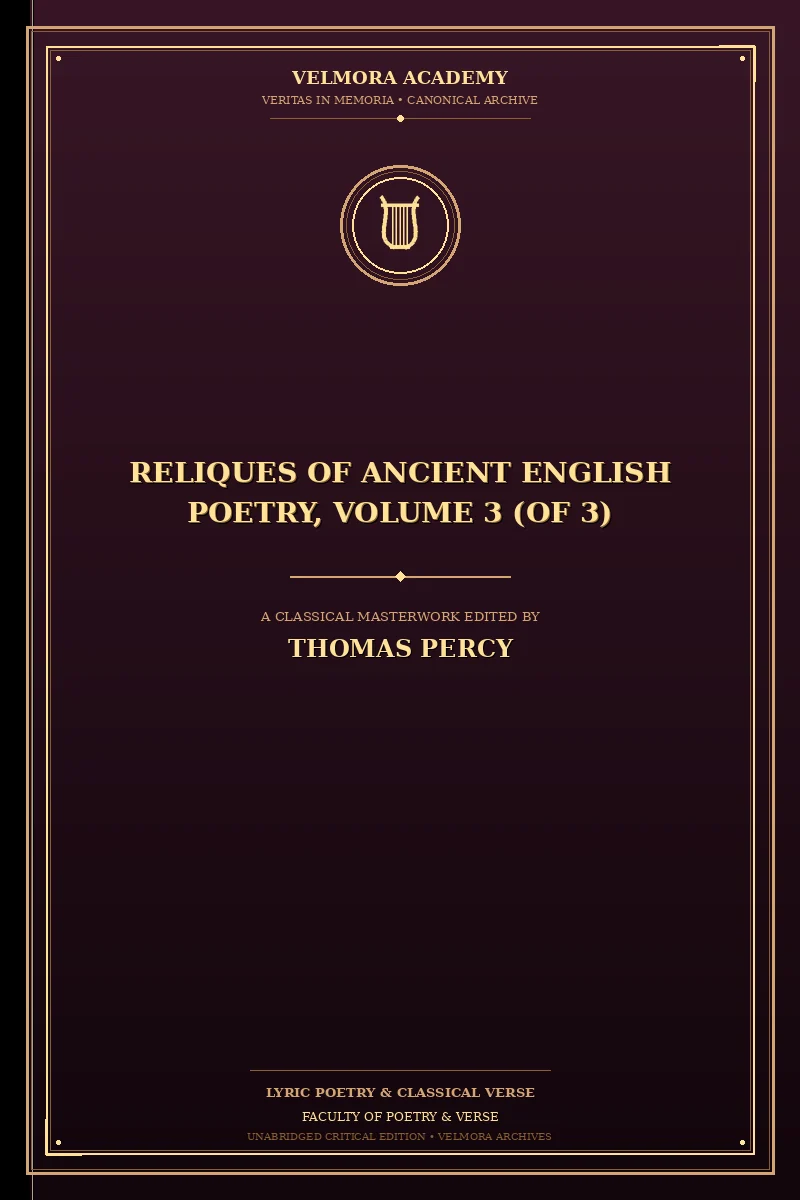 Cover of Reliques of Ancient English Poetry, Volume 3 (of 3)