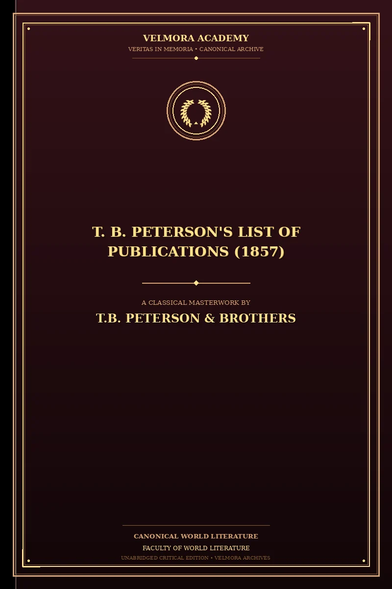 Cover of T. B. Peterson's List of Publications (1857)