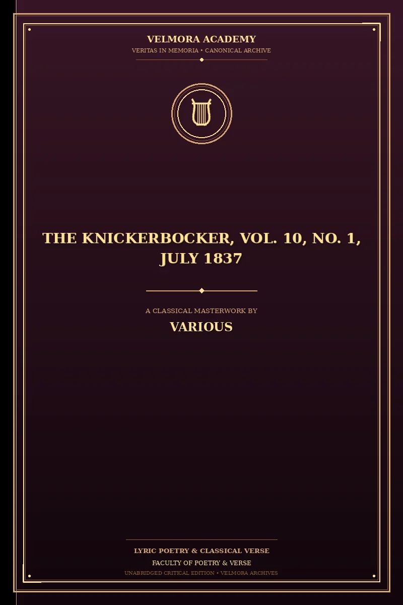 The Knickerbocker, Vol. 10, No. 1, July 1837