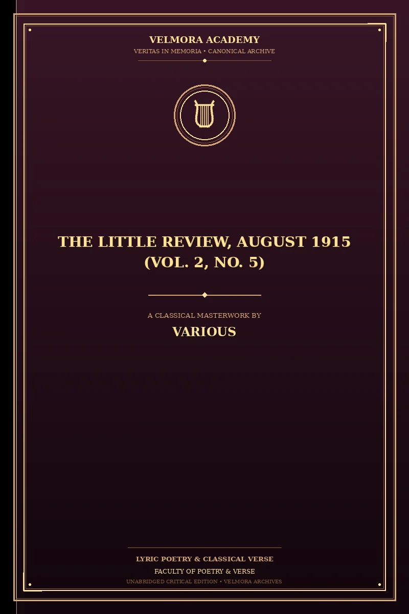 Cover of The Little Review, August 1915 (Vol. 2, No. 5)