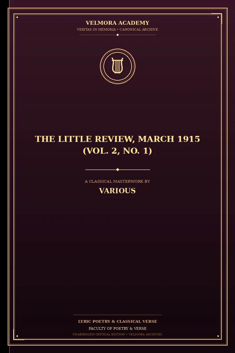 Cover of The Little Review, March 1915 (Vol. 2, No. 1)