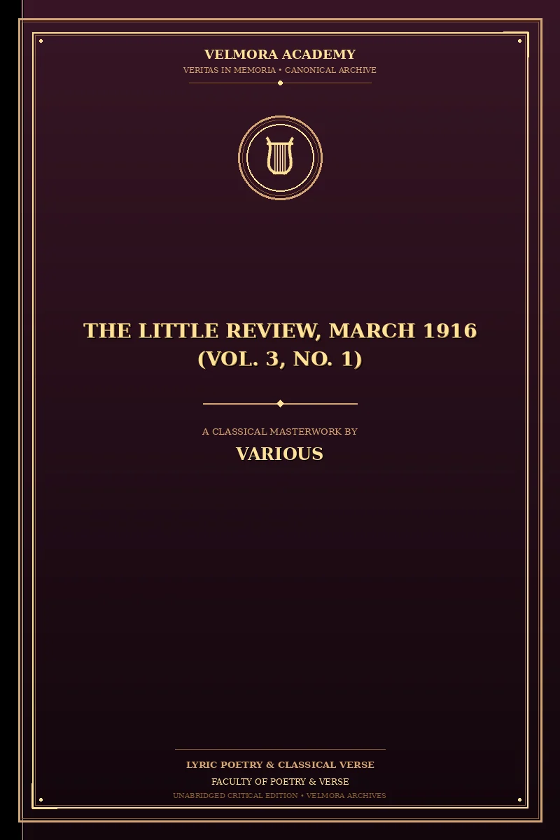 Cover of The Little Review, March 1916 (Vol. 3, No. 1)