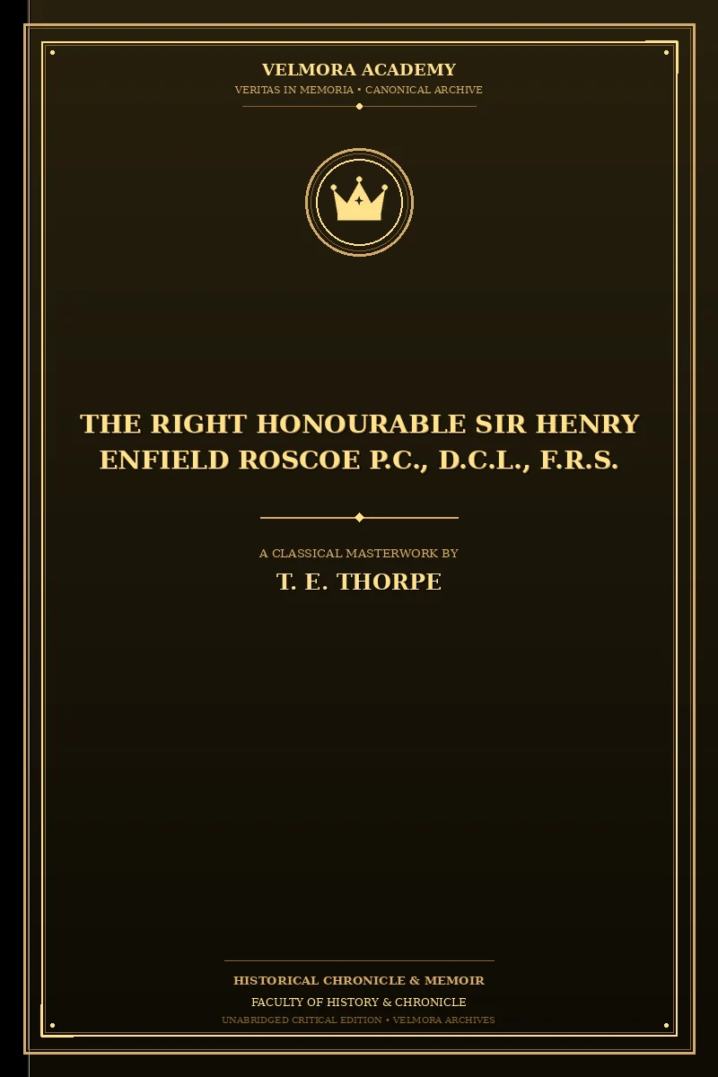 The Right Honourable Sir Henry Enfield Roscoe P.C., D.C.L., F.R.S.