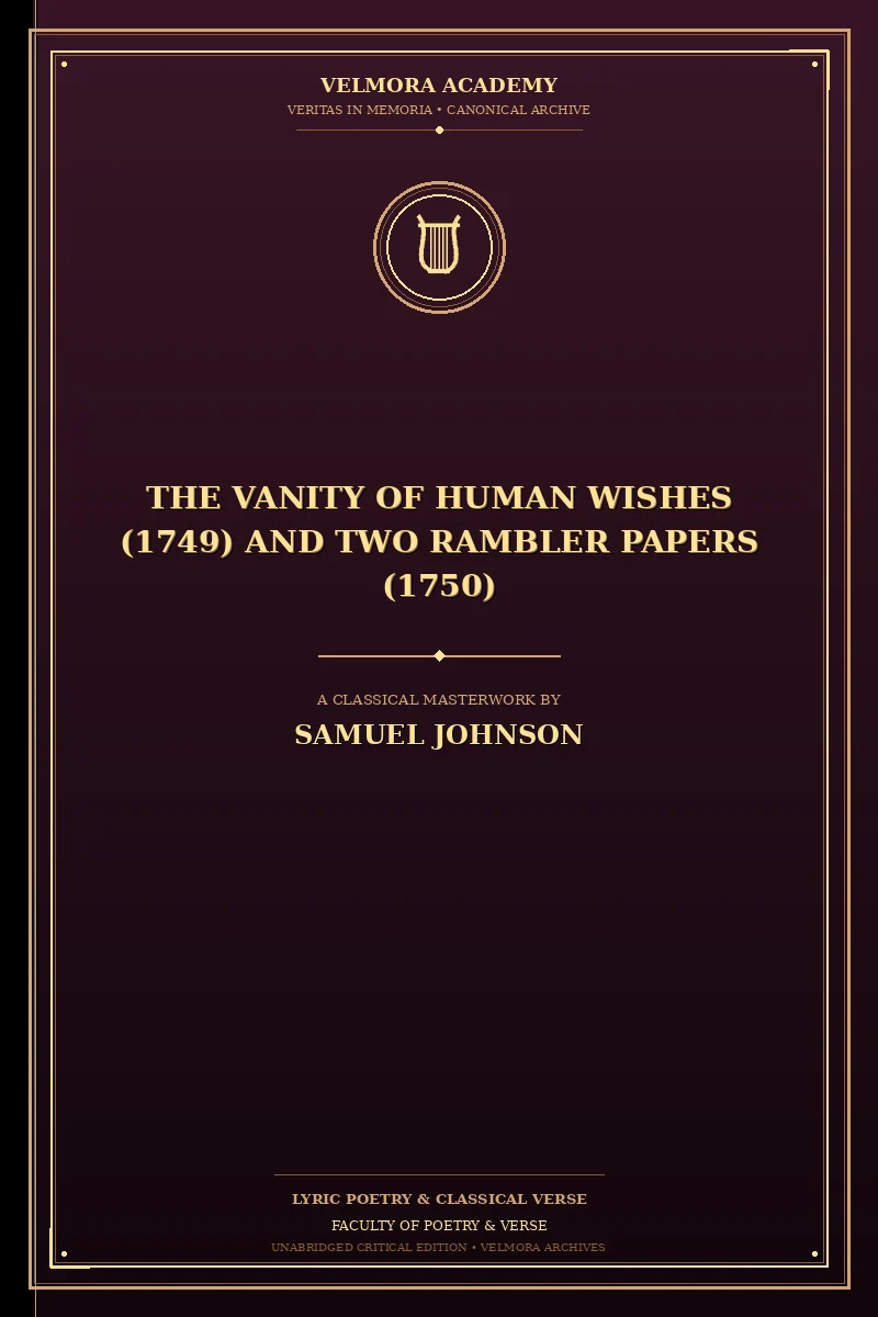 The Vanity of Human Wishes (1749) and Two Rambler Papers (1750)