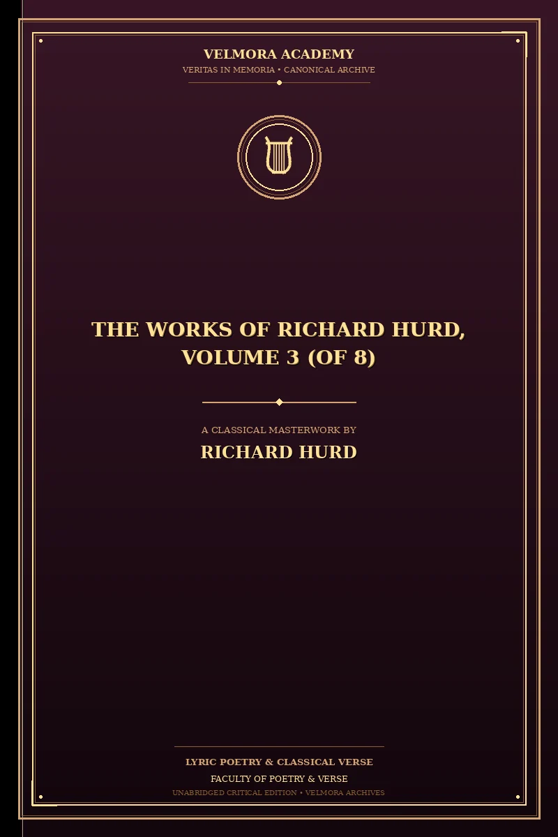 Cover of The Works of Richard Hurd, Volume 3 (of 8)