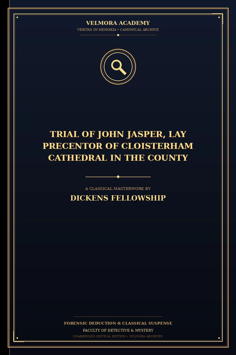 Cover of Trial of John Jasper, lay precentor of Cloisterham Cathedral in the County