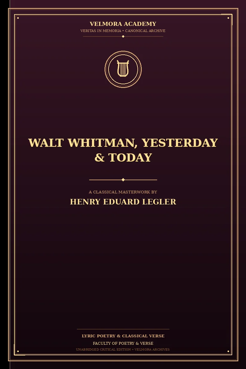 Cover of Walt Whitman, Yesterday & Today