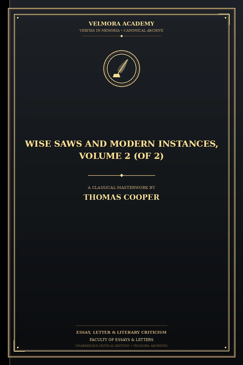 Cover of Wise Saws and Modern Instances, Volume 2 (of 2)