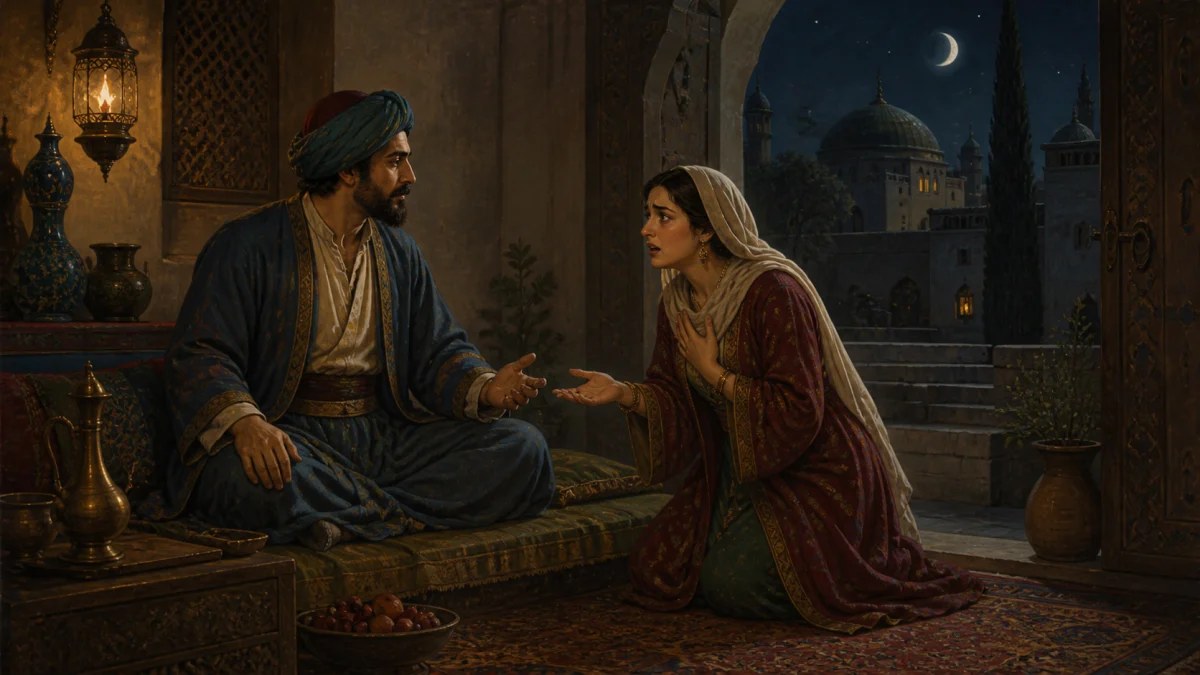 Ali Baba, Morgiana Guards the Secret, reading 1: In the meantime, Cassim's wife was very uneasy when night came, and her husband was not returned.