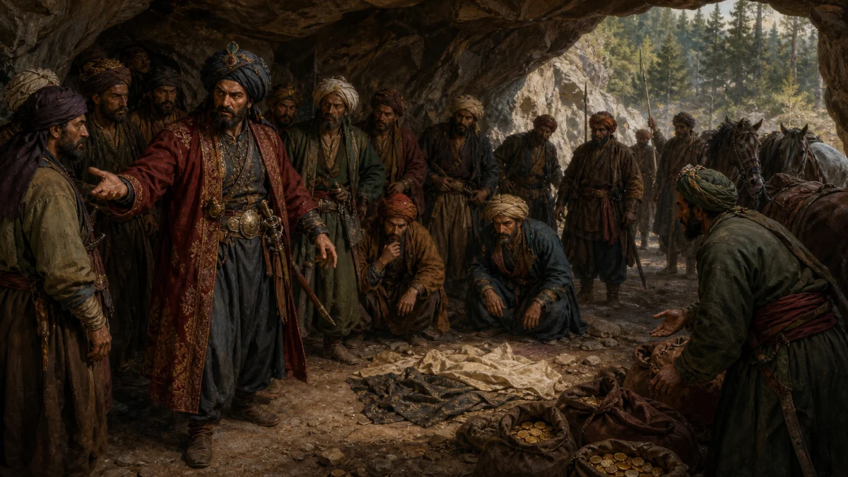 Ali Baba, The Thieves Mark the House, reading 1: Let us now leave Ali Baba to enjoy the beginning of his good fortune, and return to the forty robbers.