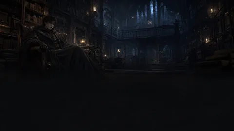 Elric keeps watch in Velmora's sleeping library after midnight