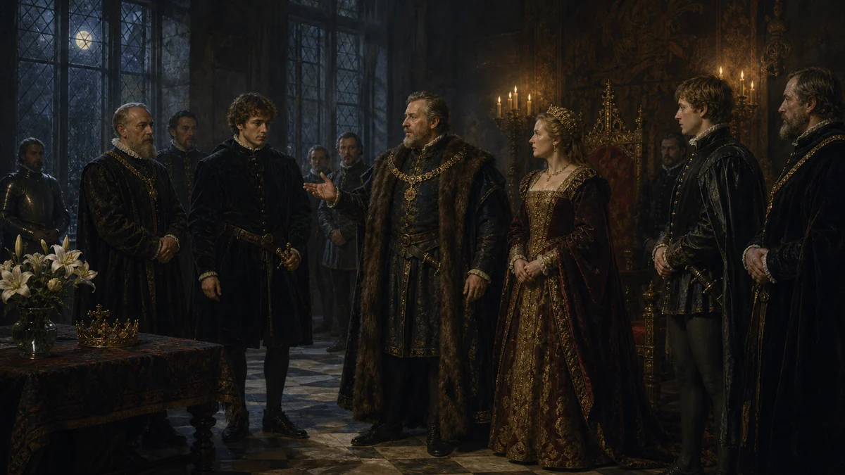 Hamlet, Act 1, Scene 2: Elsinore. A room of state in the Castle, reading 1: Enter Claudius King of Denmark, Gertrude the Queen, Hamlet, Polonius, Laertes, Voltemand, Cornelius, Lords and Attendant