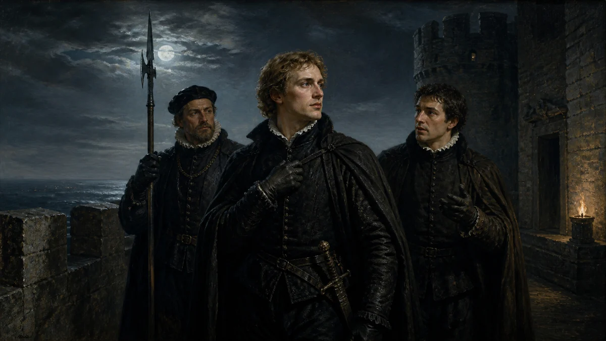Hamlet, Act 1, Scene 4: The platform, reading 1: Enter Hamlet, Horatio and Marcellus.