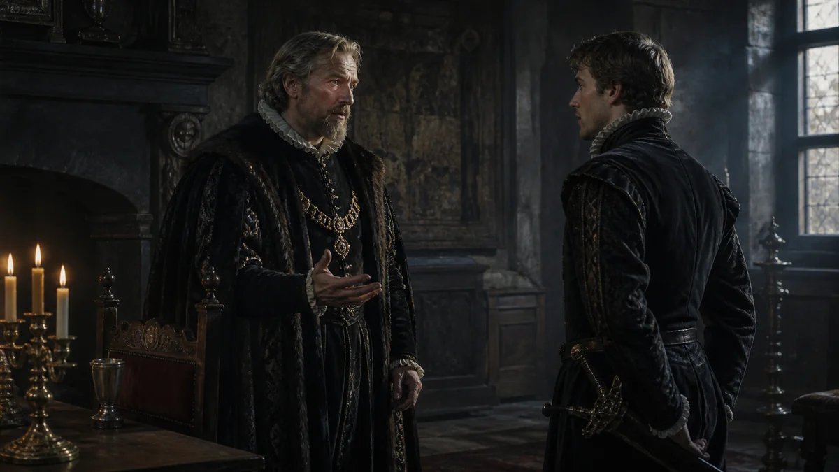 Hamlet, Act 4, Scene 7: Another room in the Castle, reading 1: Enter King and Laertes.