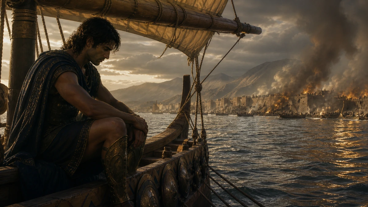 The Iliad, Book 18, reading 1: Thus like the rage of fire the combat burns, And now it rises, now it sinks by turns.