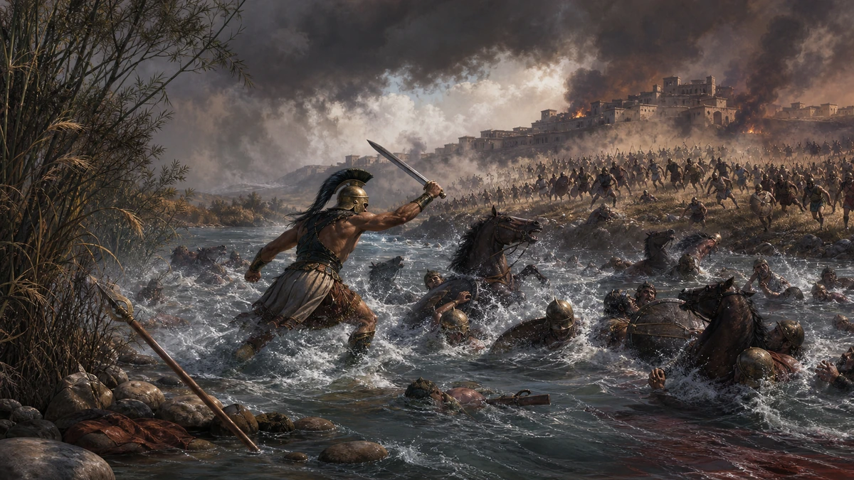 The Iliad, Book 21, reading 1: And now to Xanthus’ gliding stream they drove, Xanthus, immortal progeny of Jove.