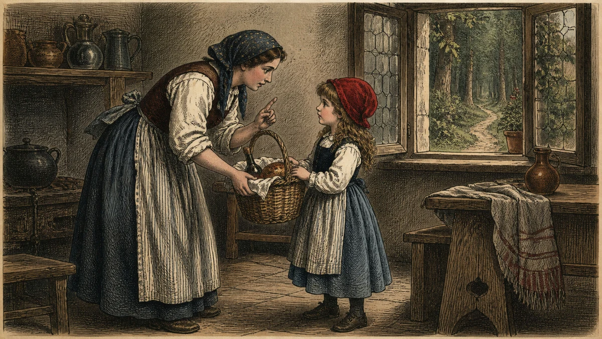 Little Red-Cap, The Path Through the Wood, reading 1: Once upon a time there was a dear little girl who was loved by everyone who looked at her, but most of all by her grandm