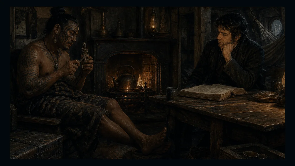 Moby-Dick, Chapter 10: A Bosom Friend — chapter-context illustration for reading 1