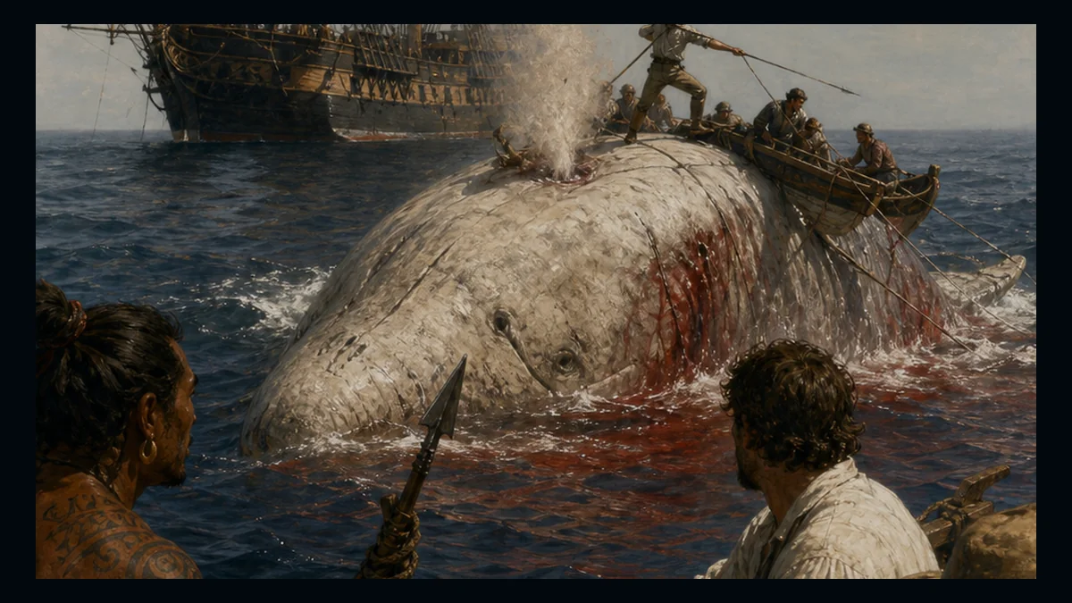 Moby-Dick, Chapter 61: Stubb Kills A Whale — chapter-context illustration for reading 1