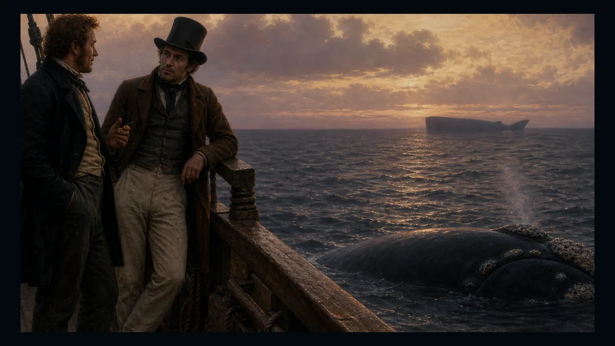 Moby-Dick, Chapter 73: Stubb And Flask Kill A Right Whale; And Then Have A Talk Over Him — chapter-context illustration for reading 1