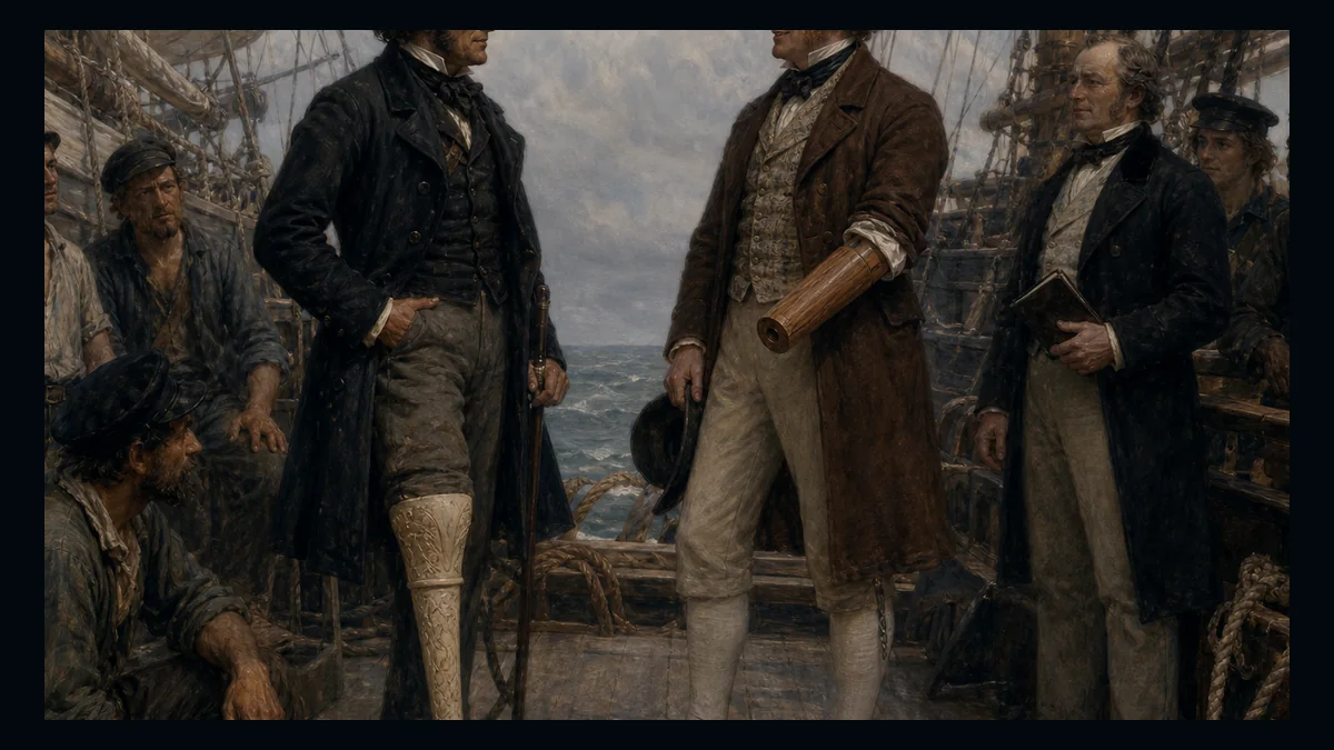 Moby-Dick, Chapter 100: Leg And Arm. The Pequod, Of Nantucket, Meets The Samuel Enderby, Of London — chapter-context illustration for reading 1