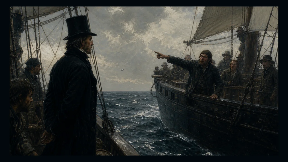 Moby-Dick, Chapter 128: The Pequod Meets The Rachel — chapter-context illustration for reading 1